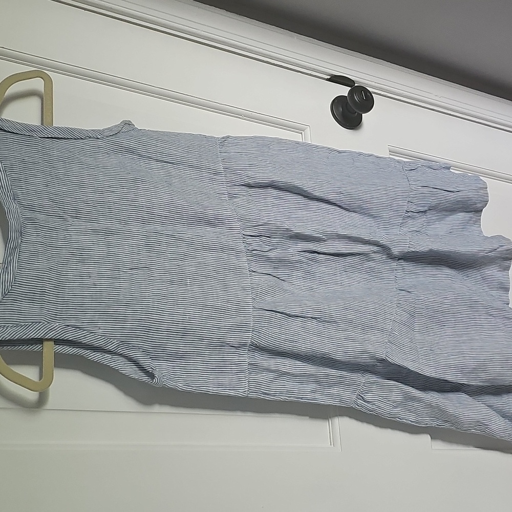 NWOT Lucky Brand Blue Sleeveless V-Neck Tiered Linen Sundress - Picture 5 of 5